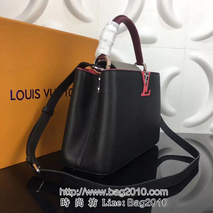 路易威登LV頂級原單 M48864黑配粉灰 經典Capucines小號手袋 YDH1681